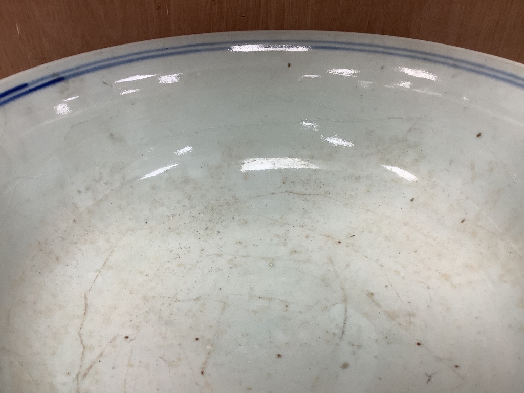 A 19th century Chinese blue and white punch bowl, 35cm diameter